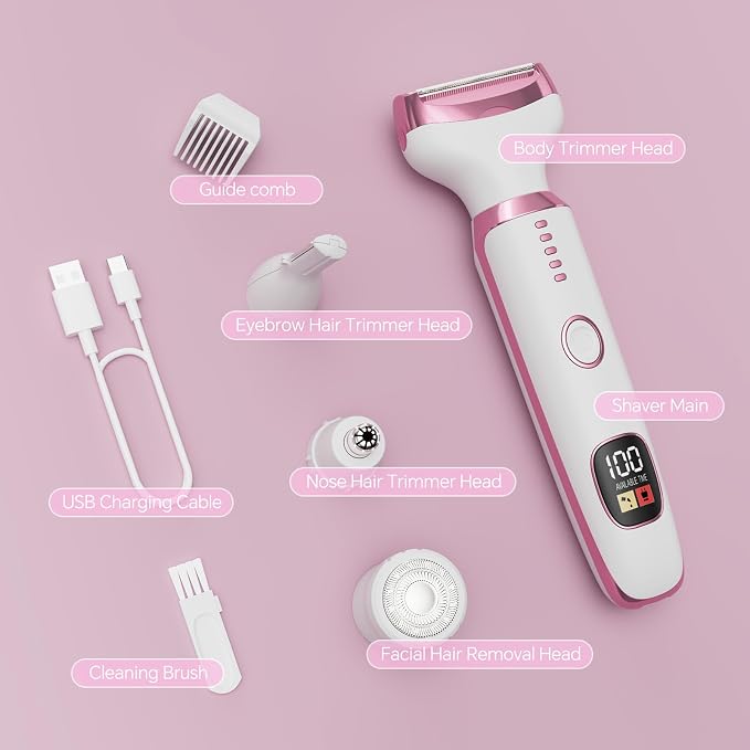 Depiladora Eléctrica 4 en 1 para Mujer | Recargable por USB-C,