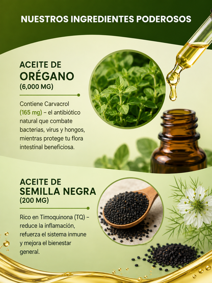 Aceite de Orégano con Aceite de Semilla Negra
