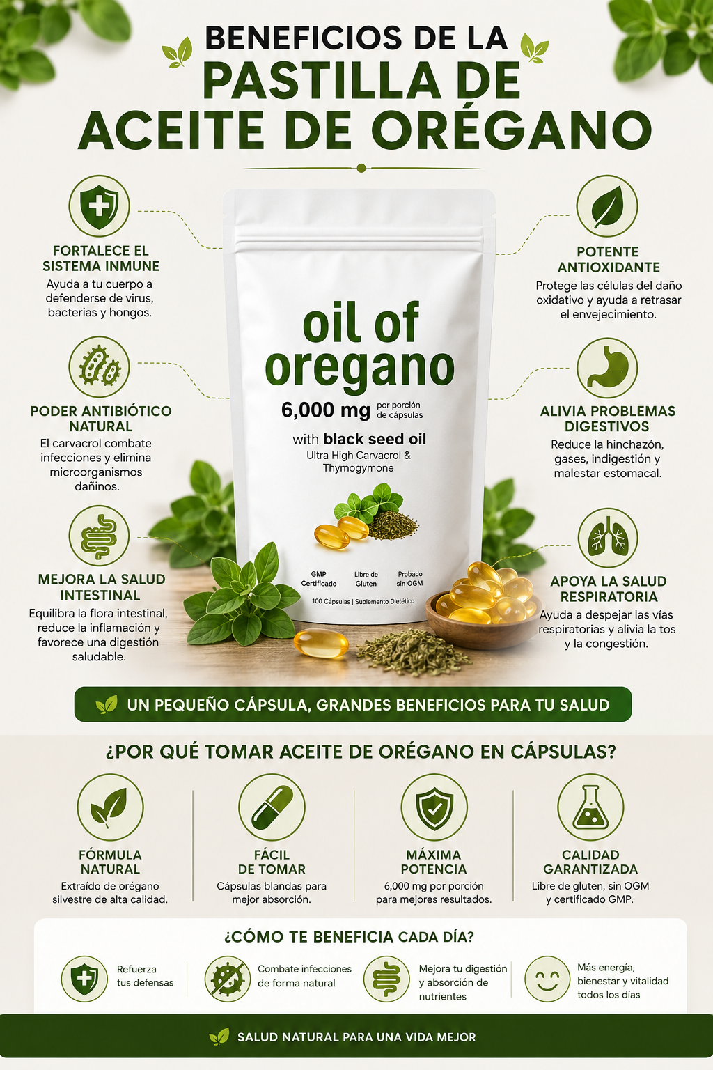 Aceite de Orégano con Aceite de Semilla Negra